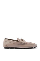 VLogo Signature Leather Driver Loafers